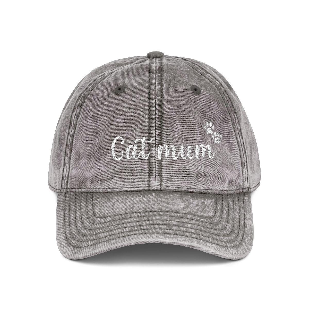 Cat Mum Vintage Cap | Embroidered Mom Hat | Gift for cat mothers | Adjustable Cotton Baseball Cap | Mother’s Day & Christmas cat Mommy