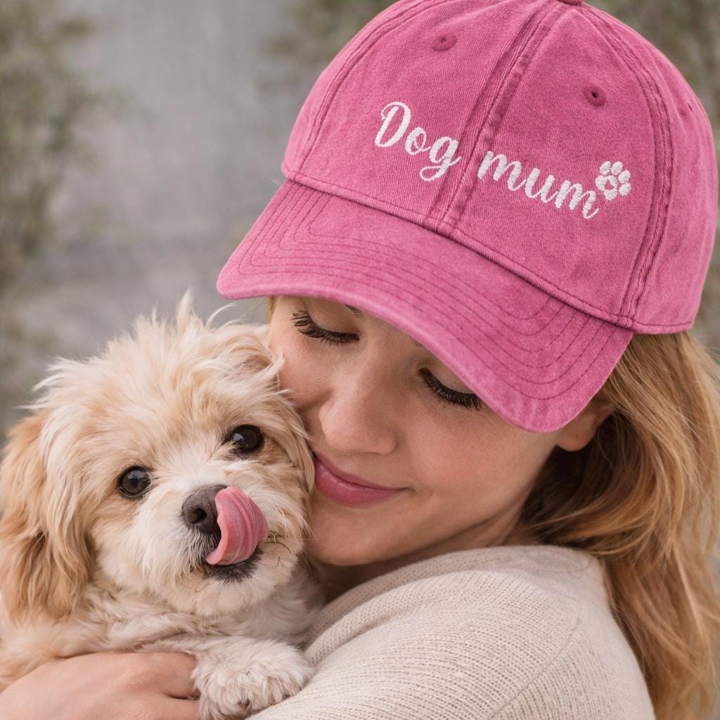Dog Mum Vintage Cap | Embroidered Mom Hat | Gift for Dog mothers | Adjustable Cotton Baseball Cap | Mother’s Day & Christmas Dog Mommy
