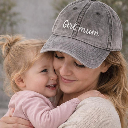 Girl Mum Vintage Cap | Embroidered Mom Hat | Gift for Girl Mom | Adjustable Cotton Baseball Cap | Mother’s Day & Christmas Gift Boy Mommy