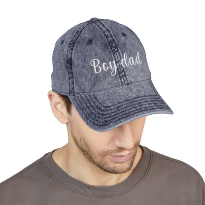 Boy Dad Vintage Cap | Embroidered Dad Hat | Gift for Dad and Mom | Adjustable Cotton Baseball Cap | Mother’s & Father's Day - Christmas Gift
