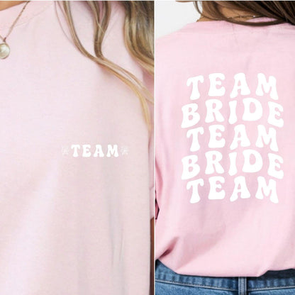 Team Bride Shirt with Back Print | Bachelorette Party Shirt | Bride Tribe Outfit | Bella Canvas 3001 | Bridal Party T-Shirt