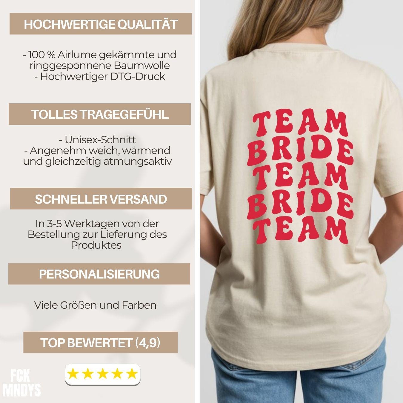 Team Bride Shirt with Back Print | Bachelorette Party Shirt | Bride Tribe Outfit | Bella Canvas 3001 | Bridal Party T-Shirt