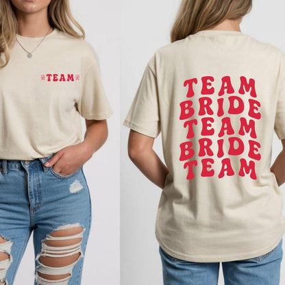 Team Bride Shirt with Back Print | Bachelorette Party Shirt | Bride Tribe Outfit | Bella Canvas 3001 | Bridal Party T-Shirt