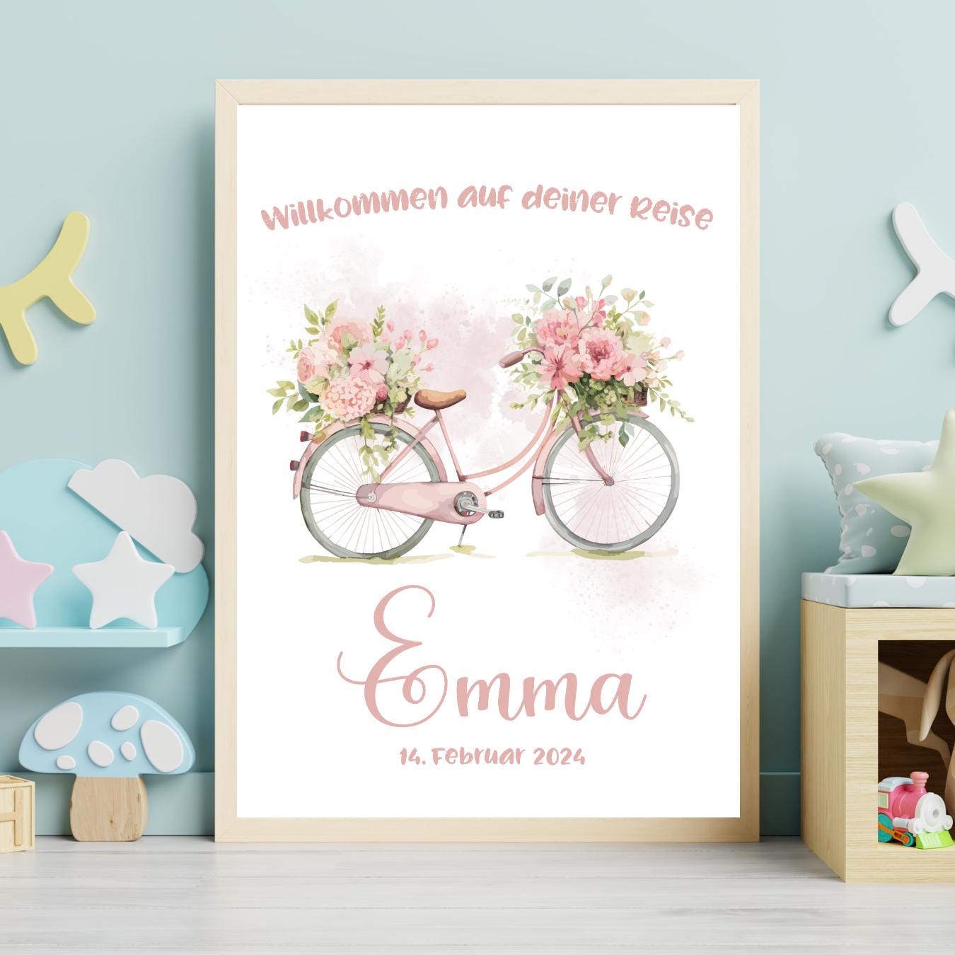 Personalized Baby Poster with Name & Date | Welcome to Your Journey | Baby Girl Birth Gift | Nursery Wall Art | Baptism Gift