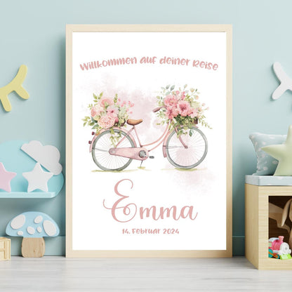 Personalized Baby Poster with Name & Date | Welcome to Your Journey | Baby Girl Birth Gift | Nursery Wall Art | Baptism Gift