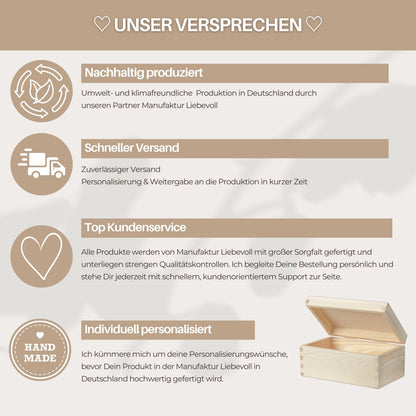 Personalized Baby Keepsake Box Wood with Name & Birth Details | Watercolor Animal Design | Baby Memory Box for Birth or Baptism | Baby Gift