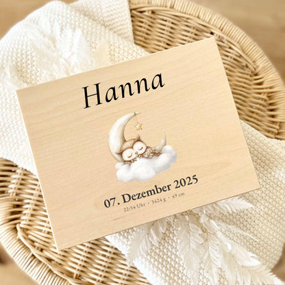 Personalized Baby Keepsake Box Wood with Name & Birth Details | Watercolor Animal Design | Baby Memory Box for Birth or Baptism | Baby Gift