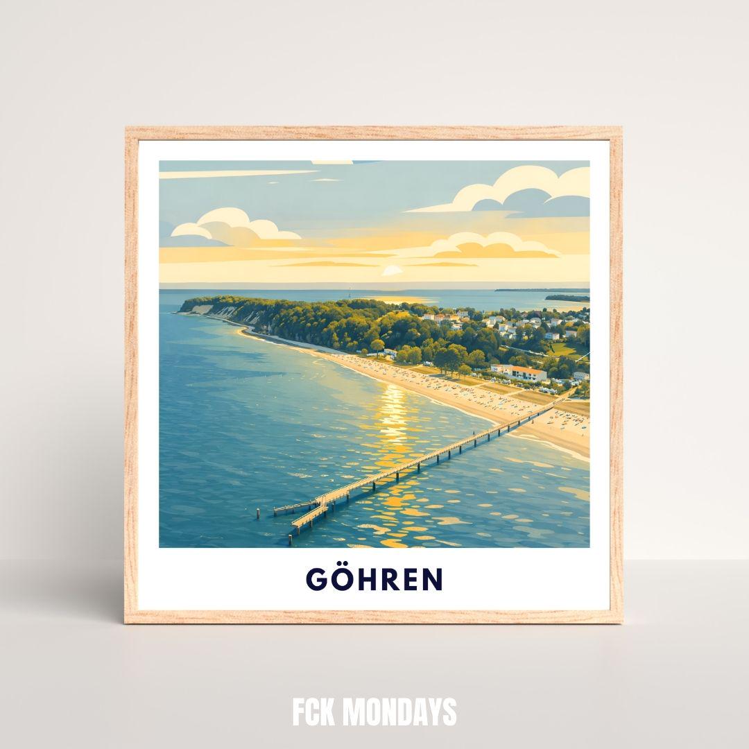 Göhren Rügen Poster | Baltic Sea Pier Sunset Print | Coastal Germany Wall Art | Beach Decor | Rügen Vacation Gift