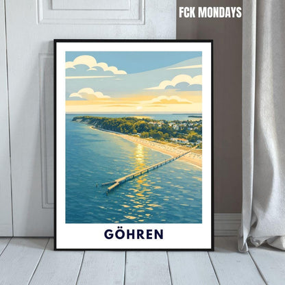 Göhren Rügen Poster | Baltic Sea Pier Sunset Print | Coastal Germany Wall Art | Beach Decor | Rügen Vacation Gift