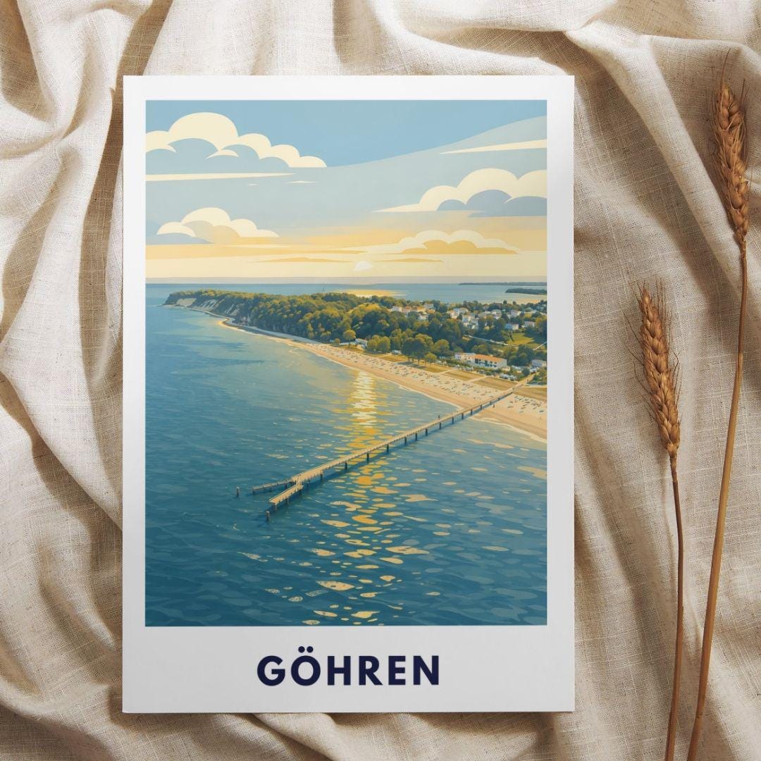 Göhren Rügen Poster | Baltic Sea Pier Sunset Print | Coastal Germany Wall Art | Beach Decor | Rügen Vacation Gift