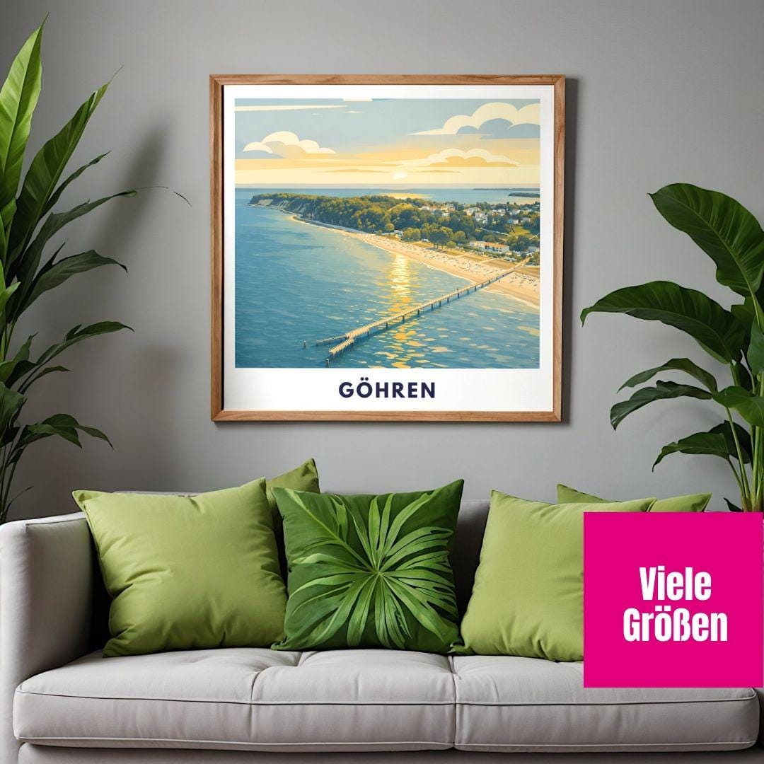 Göhren Rügen Poster | Baltic Sea Pier Sunset Print | Coastal Germany Wall Art | Beach Decor | Rügen Vacation Gift