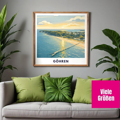 Göhren Rügen Poster | Baltic Sea Pier Sunset Print | Coastal Germany Wall Art | Beach Decor | Rügen Vacation Gift