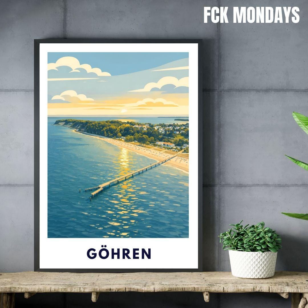 Göhren Rügen Poster | Baltic Sea Pier Sunset Print | Coastal Germany Wall Art | Beach Decor | Rügen Vacation Gift