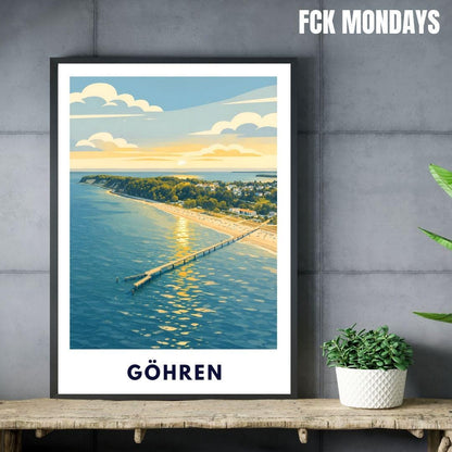 Göhren Rügen Poster | Baltic Sea Pier Sunset Print | Coastal Germany Wall Art | Beach Decor | Rügen Vacation Gift