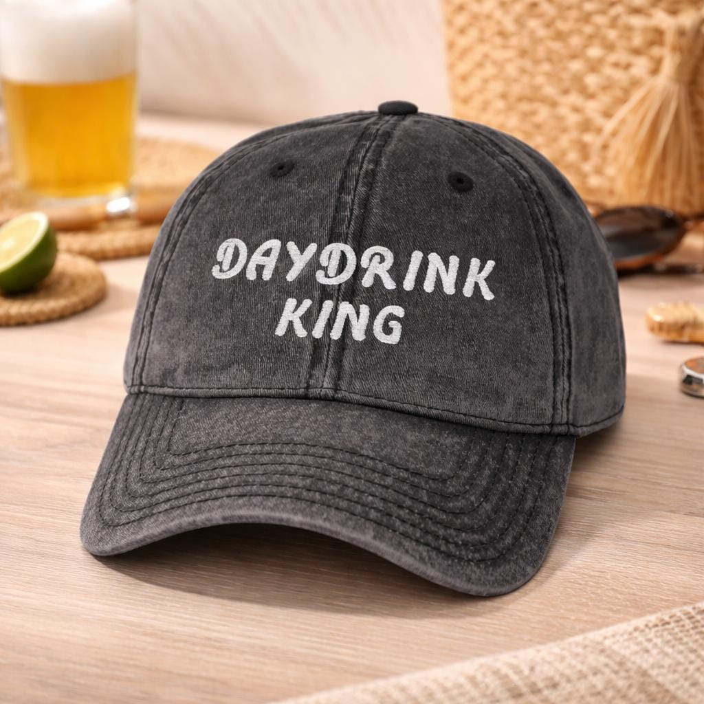 Day Drinking Vintage Cap | Embroidered Party Hat | Funny Gift for Men Women Bride | Father’s Day Birthday | Bachelor & Bachelorette Party