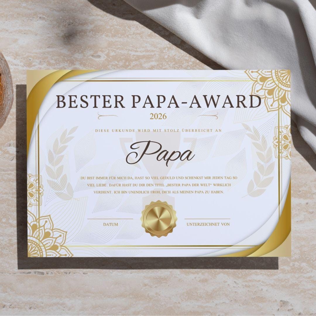 Best Dad Award Poster Personalized 2026 | Gift for Dad | Father's Day Gift Printable or Framed | Custom Dad Certificate Wall Art