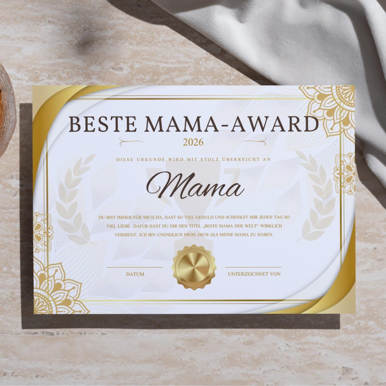 Best Mum Award Poster Personalized 2026 | Gift for Mum | Mother's Day Gift Printable or Framed | Custom Dad and Mum Certificate Wall Art
