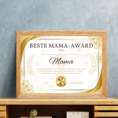 Best Mum Award Poster Personalized 2026 | Gift for Mum | Mother's Day Gift Printable or Framed | Custom Dad and Mum Certificate Wall Art
