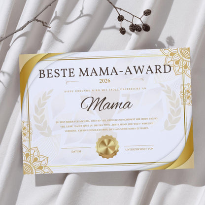 Best Mum Award Poster Personalized 2026 | Gift for Mum | Mother's Day Gift Printable or Framed | Custom Dad and Mum Certificate Wall Art