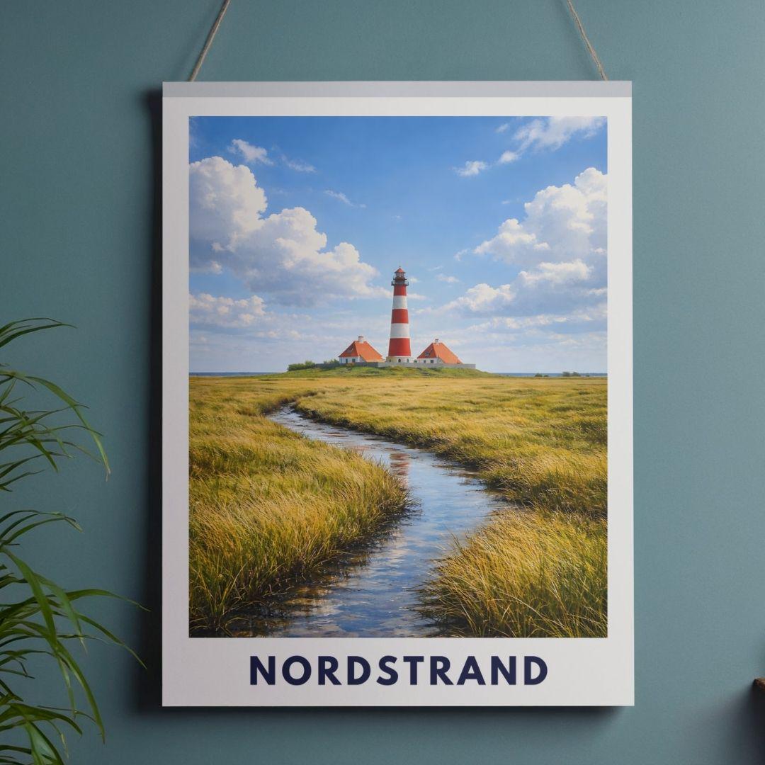 Premium Nordstrand Poster | North Sea Coast Print | Nordfriesland Dike Landscape Wall Art | Wadden Sea Island Decor | Coastal Gift