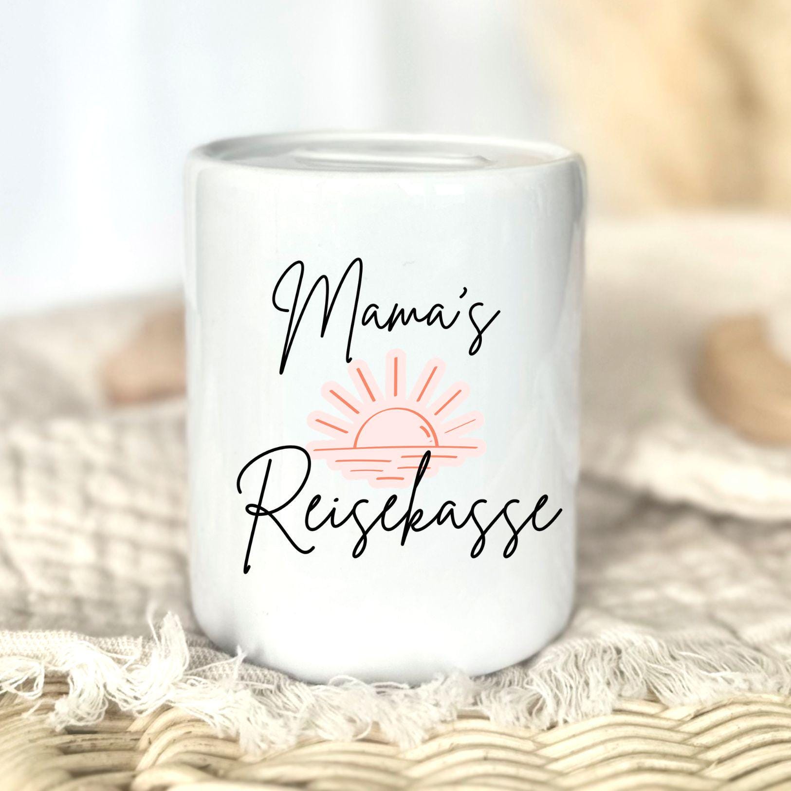 Mum’s Travel Money Pot | Mother’s Day Gift | Personalised | Holiday Fund | Gift Idea for Mum Save for a Holiday Ceramic Money Pot Thank You