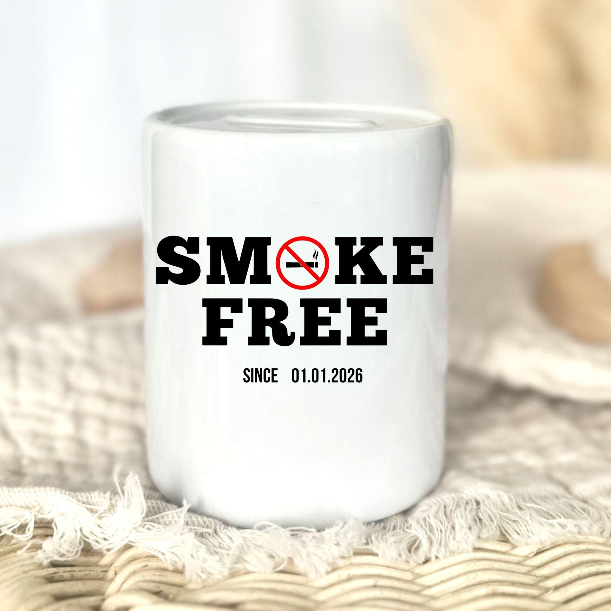 Personalised non-smoker money box with date | Smoke-free gift | Quit smoking motivation money box – non-smoker since Non Smoke
