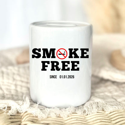 Personalised non-smoker money box with date | Smoke-free gift | Quit smoking motivation money box – non-smoker since Non Smoke