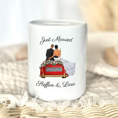 Personalised wedding money box | Just Married gift | Personalised money box with names and date | Wedding couple money box
