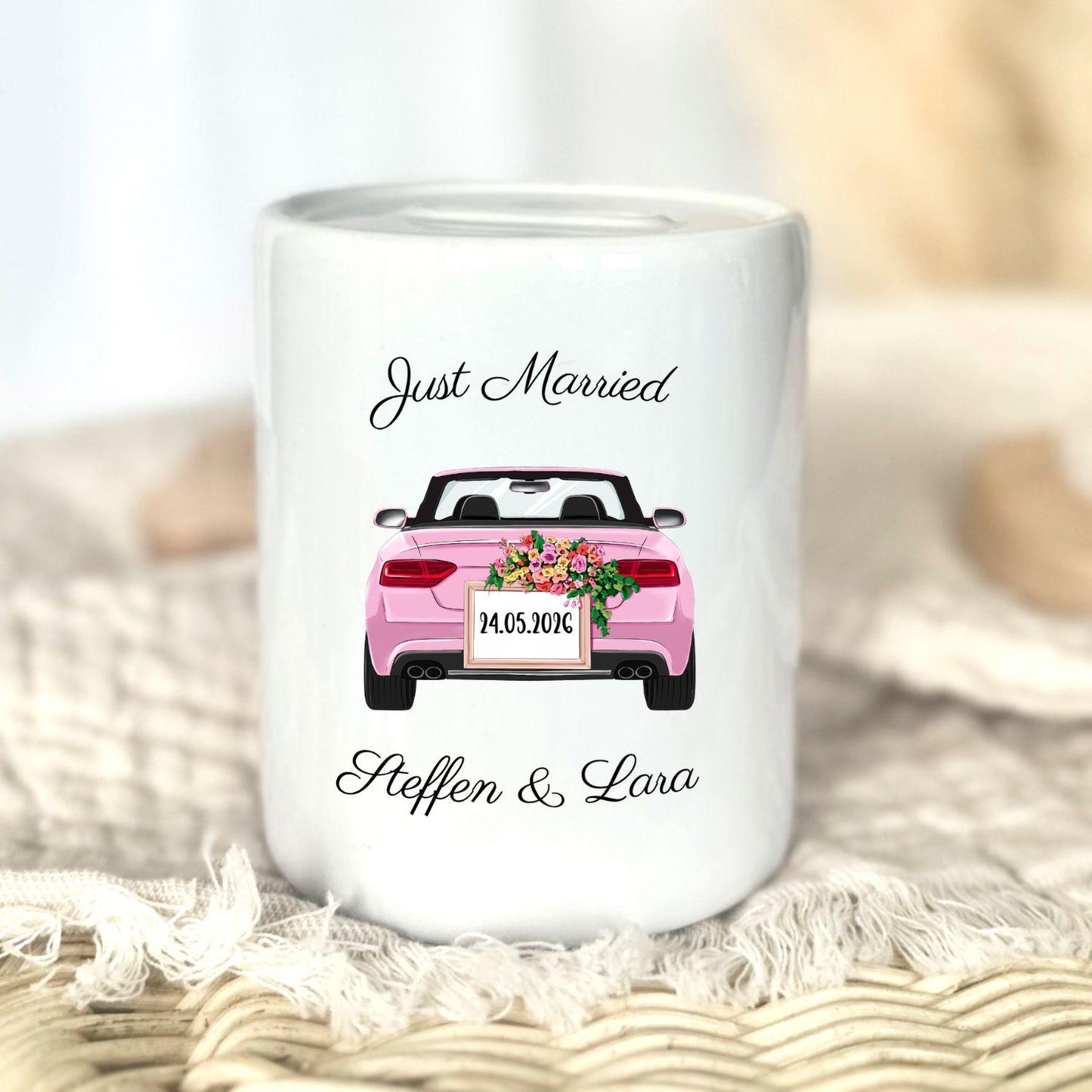 Personalised wedding money box | Just Married gift | Personalised money box with names and date | Wedding couple money box