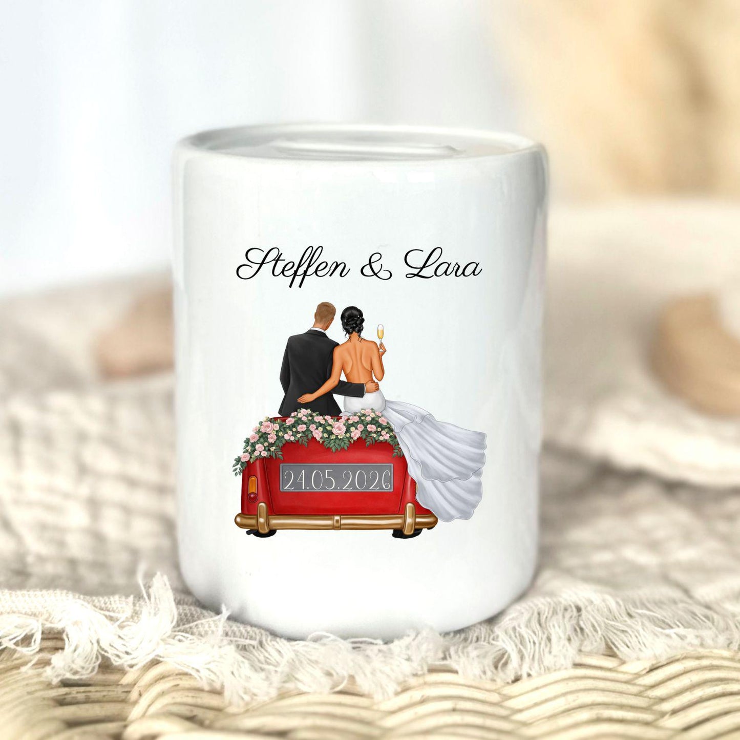 Personalised wedding money box | Just Married gift | Personalised money box with names and date | Wedding couple money box