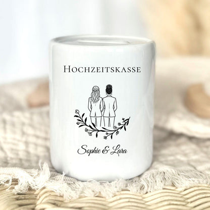 Personalised wedding money box with names & date | Wedding gift for the couple | Wedding cash gift | Boho wedding decoration money box