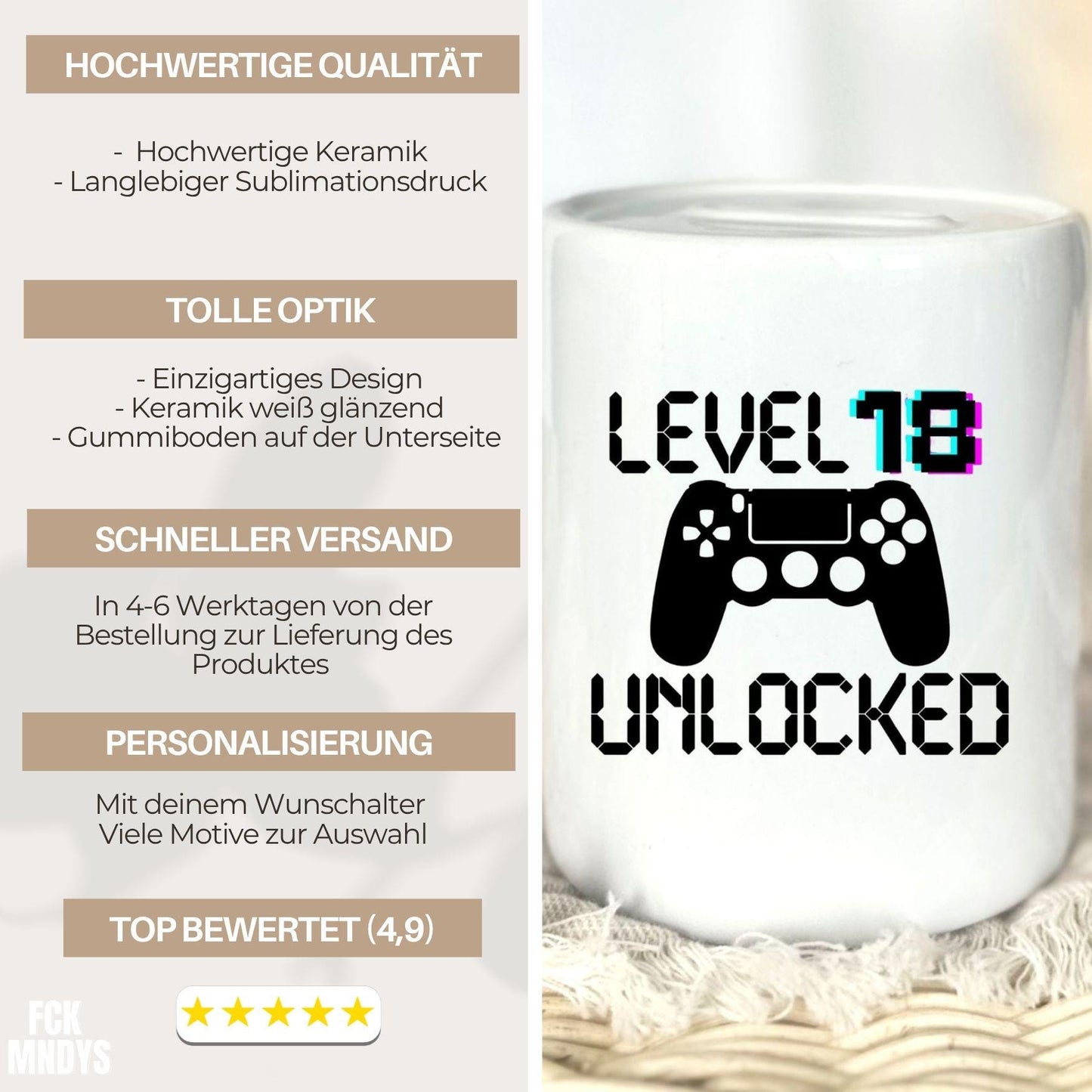 Personalised 18th Birthday Money Box | Gaming Gift with Age & Name | Money Box for Teenagers | Level Up Gift for Boys and Girls