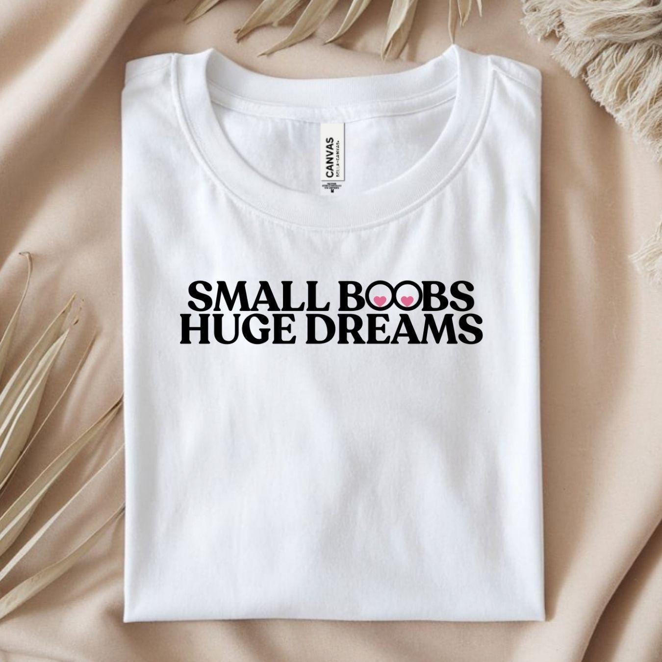 Small Boobs Huge Dreams Women's Shirt – Funny Slogan Tee – Body Positivity Feminist Shirt – Cute Graphic T-Shirt – Gift for Women