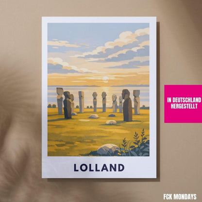 Lolland Poster | Dodekalitten Stone Sculptures Denmark | Scandinavian Travel Poster | Nordic Landscape Wall Art | Denmark Art Print