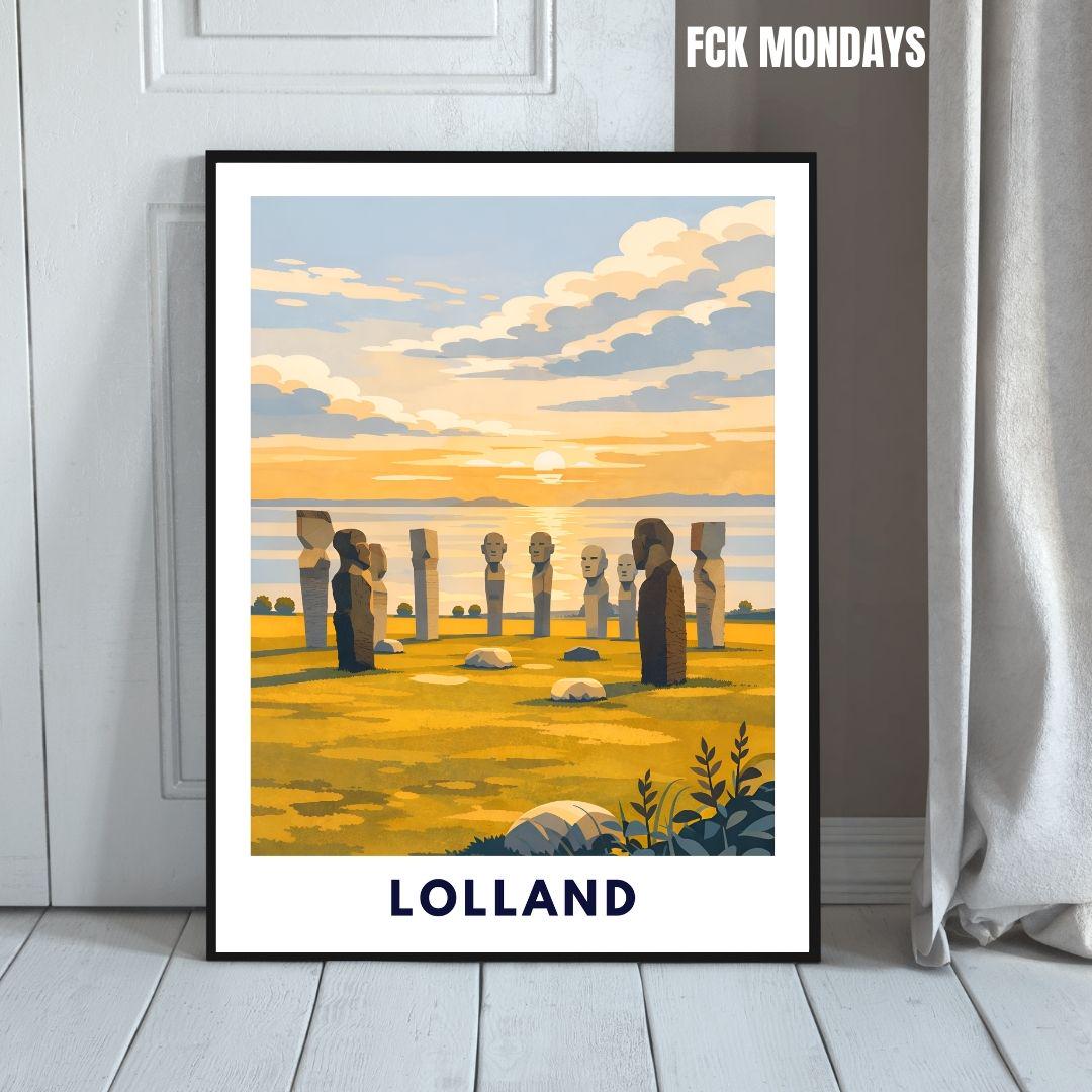 Lolland Poster | Dodekalitten Stone Sculptures Denmark | Scandinavian Travel Poster | Nordic Landscape Wall Art | Denmark Art Print