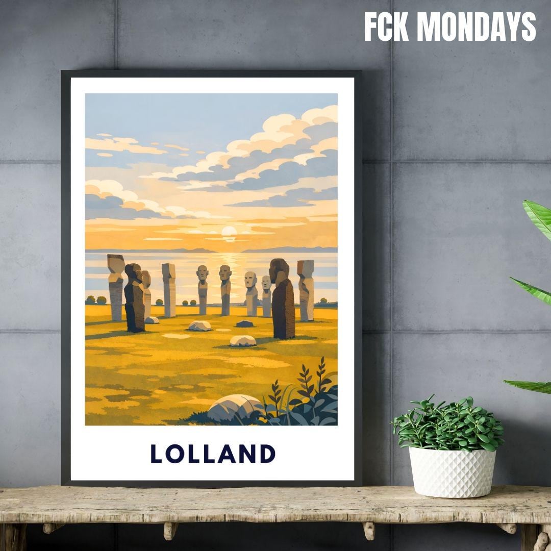 Lolland Poster | Dodekalitten Stone Sculptures Denmark | Scandinavian Travel Poster | Nordic Landscape Wall Art | Denmark Art Print