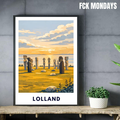 Lolland Poster | Dodekalitten Stone Sculptures Denmark | Scandinavian Travel Poster | Nordic Landscape Wall Art | Denmark Art Print