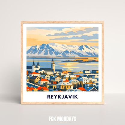 Reykjavik Poster | Iceland City Poster | Scandinavian Travel Print | Nordic Landscape Wall Art | Iceland Art Print Souvenir Home Decor