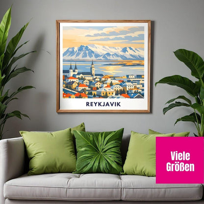 Reykjavik Poster | Iceland City Poster | Scandinavian Travel Print | Nordic Landscape Wall Art | Iceland Art Print Souvenir Home Decor