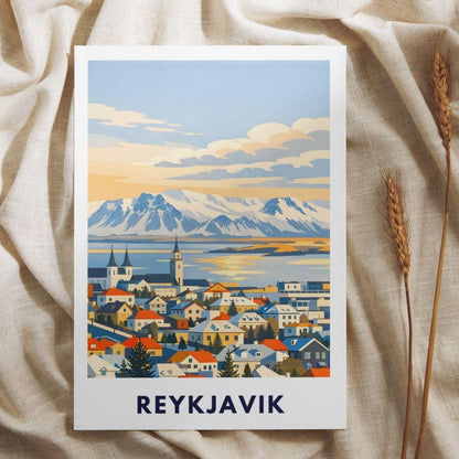 Reykjavik Poster | Iceland City Poster | Scandinavian Travel Print | Nordic Landscape Wall Art | Iceland Art Print Souvenir Home Decor