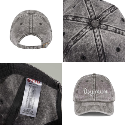 Boy Dad Vintage Cap | Embroidered Dad Hat | Gift for Dad and Mom | Adjustable Cotton Baseball Cap | Mother’s & Father's Day - Christmas Gift
