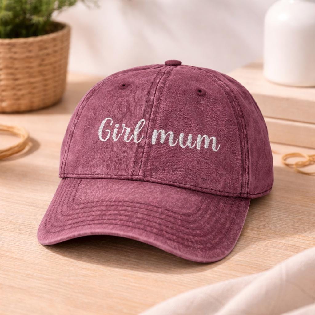 Girl Mum Vintage Cap | Embroidered Mom Hat | Gift for Girl Mom | Adjustable Cotton Baseball Cap | Mother’s Day & Christmas Gift Boy Mommy