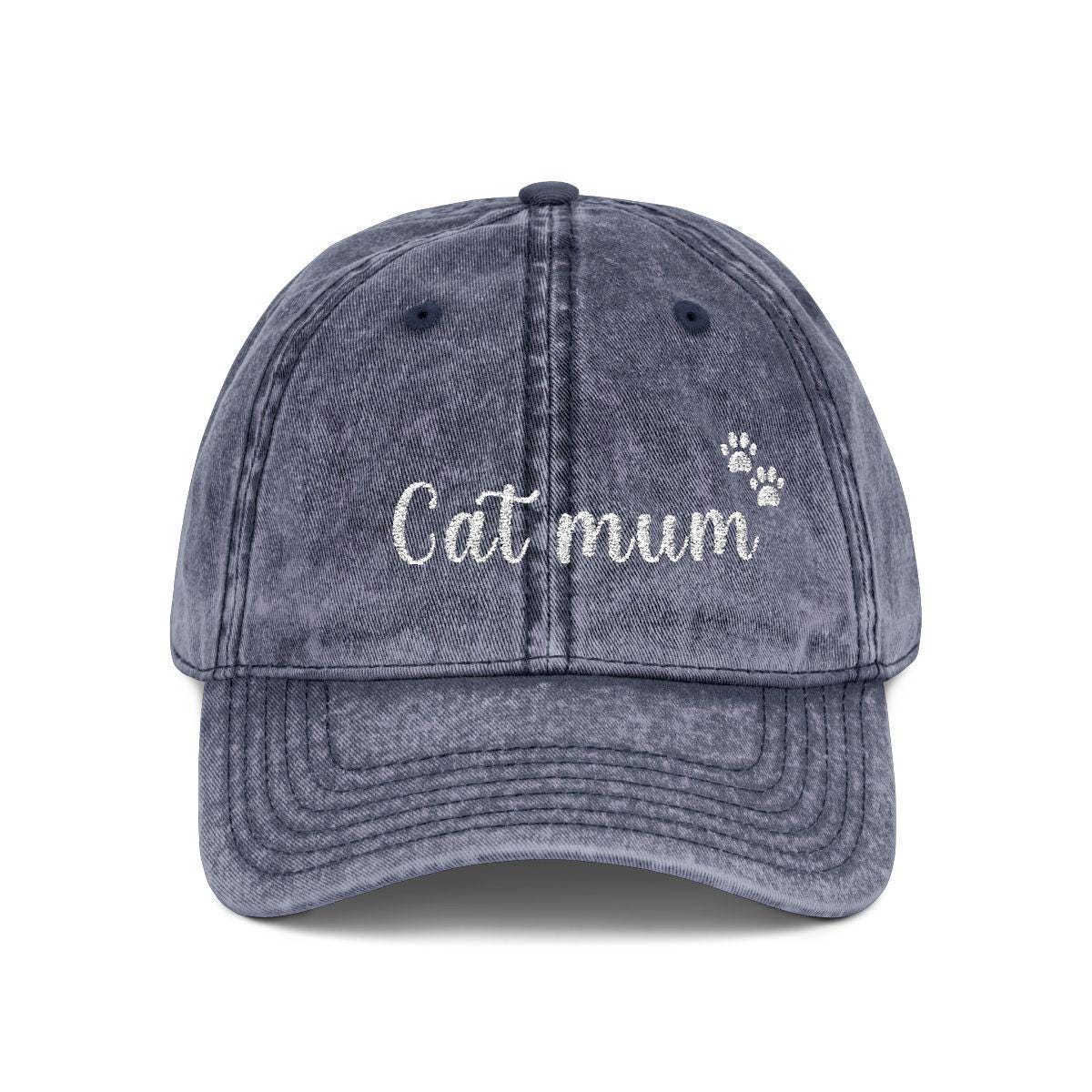 Cat Mum Vintage Cap | Embroidered Mom Hat | Gift for cat mothers | Adjustable Cotton Baseball Cap | Mother’s Day & Christmas cat Mommy