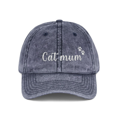 Cat Mum Vintage Cap | Embroidered Mom Hat | Gift for cat mothers | Adjustable Cotton Baseball Cap | Mother’s Day & Christmas cat Mommy