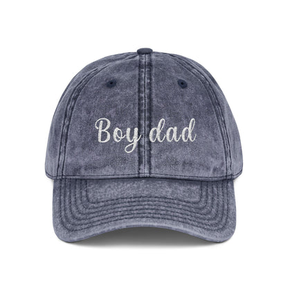 Boy Dad Vintage Cap | Embroidered Dad Hat | Gift for Dad and Mom | Adjustable Cotton Baseball Cap | Mother’s & Father's Day - Christmas Gift