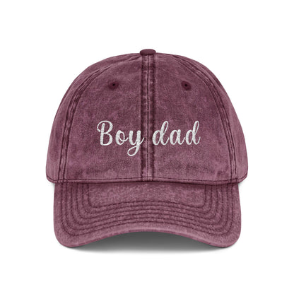 Boy Dad Vintage Cap | Embroidered Dad Hat | Gift for Dad and Mom | Adjustable Cotton Baseball Cap | Mother’s & Father's Day - Christmas Gift