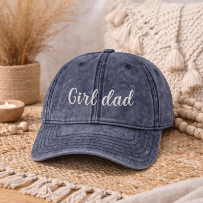 Boy Dad Vintage Cap | Embroidered Dad Hat | Gift for Dad and Mom | Adjustable Cotton Baseball Cap | Mother’s & Father's Day - Christmas Gift