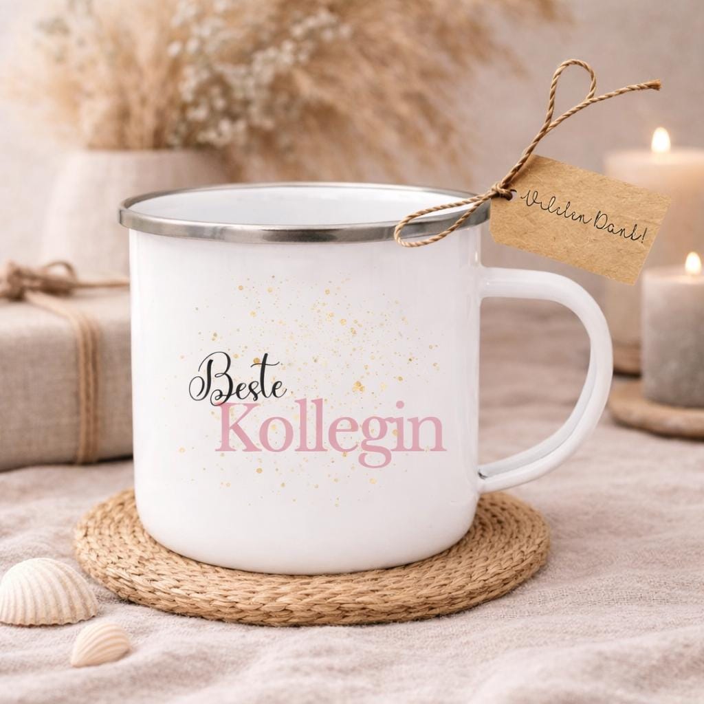 Best Colleague Mug Gift | Enamel Office Cup | Christmas Birthday Work Anniversary Gift Idea | Favorite Coworker Farewell Team Workplace