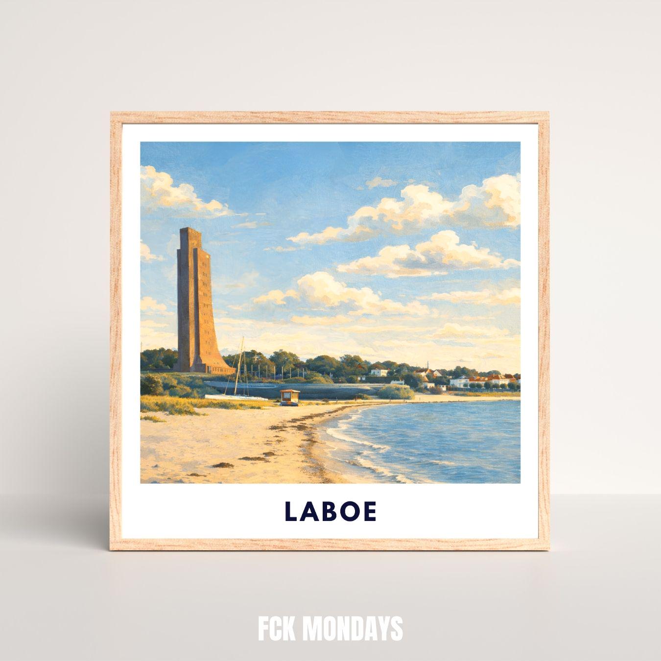 Laboe Poster Marine Ehrenmal Ostsee | Strand Wandbild Deutschland | Küsten Landschaft Kunstdruck | U-Boot U 995 Deko | Travel Poster Kiel