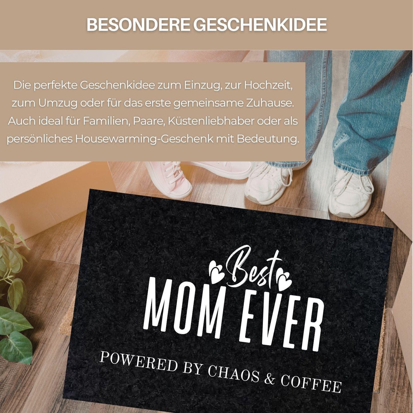 Fußmatte Best Mom Ever – Chaos & Coffee | Lustige Türmatte Mütter | Geschenk für Mutter | Welcome Doormat Türvorleger Muttertag Gummirand